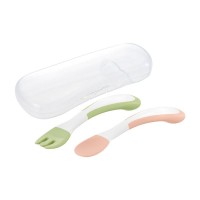 Richell Soft Baby Spoon and Fork with Case 7month+